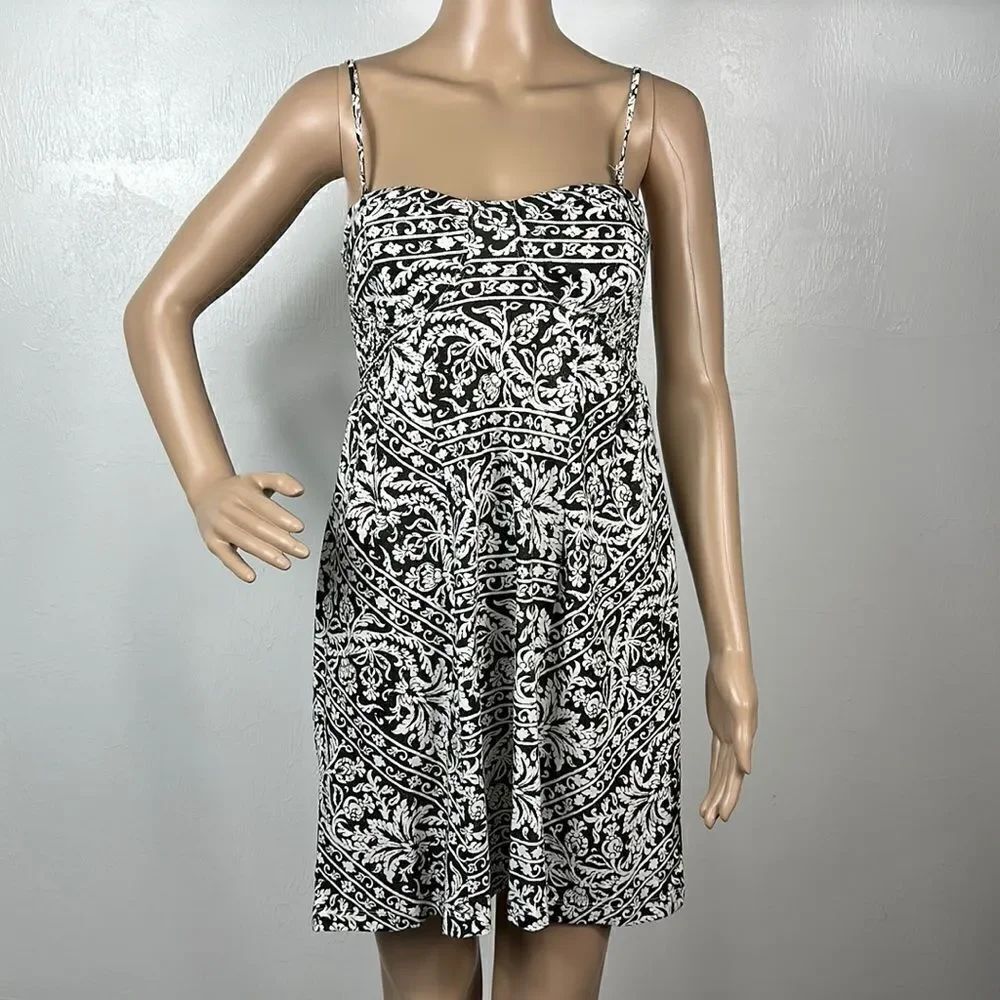 Billabong White And Black Cotton Spaghetti Straps Mini Length Size XS
